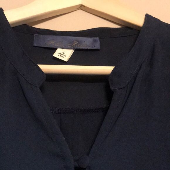 Blue Rain Semi-Sheer Navy Blue Blouse - Size Large - Picture 7 of 12